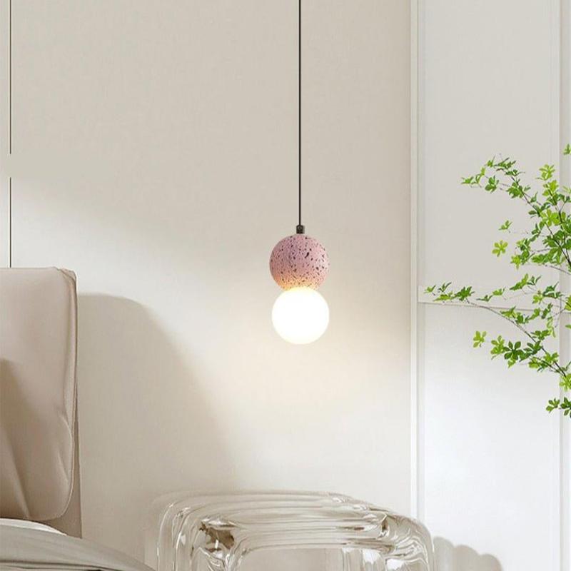 Kessie Luminaires Suspensions Globe Moderne Pierre/Verre Rose/Gris/Noir/Blanc Salon - Neutralighting