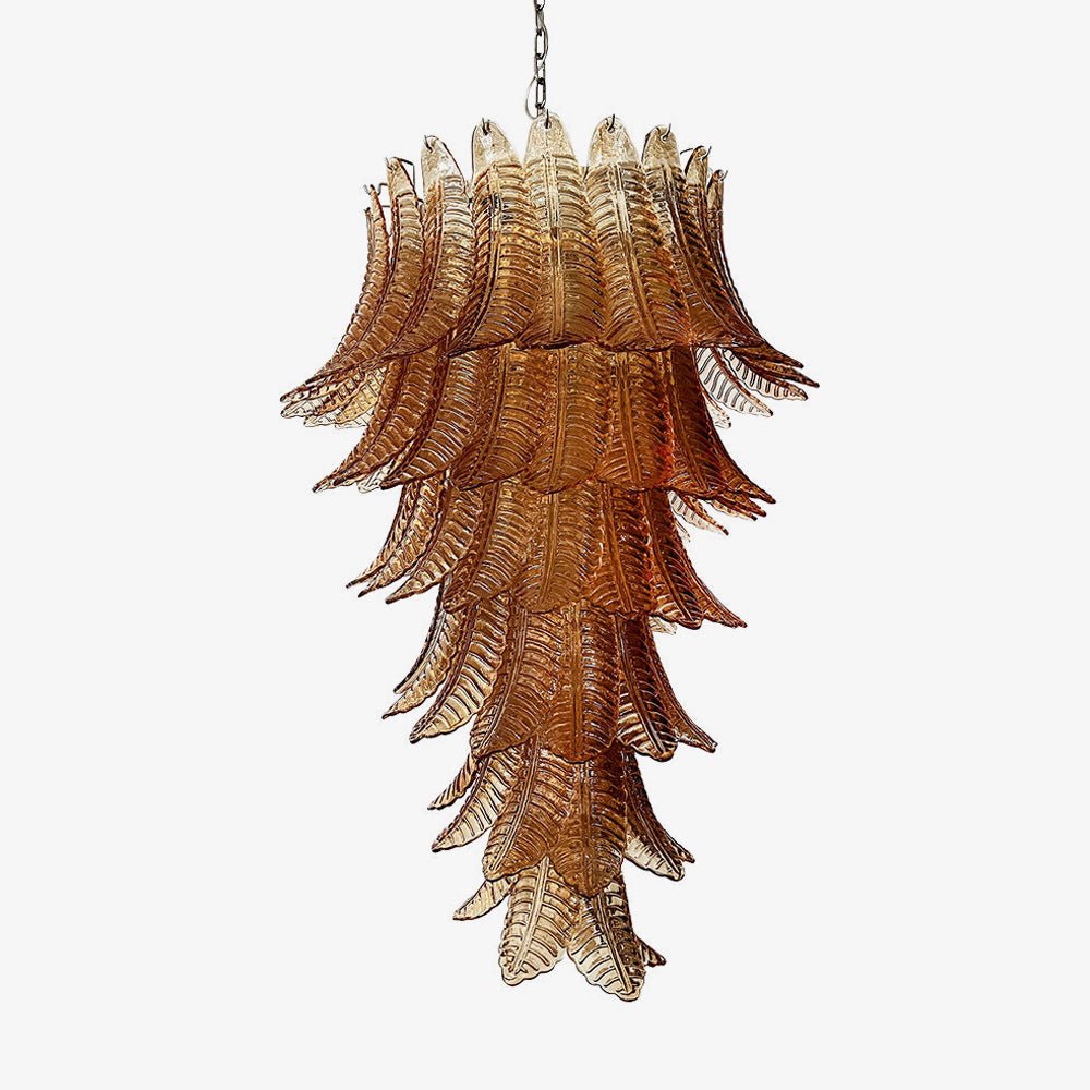 Aurora Lustre Ambre Verre Feuille Superposé Déclaration Artistique - Neutralighting