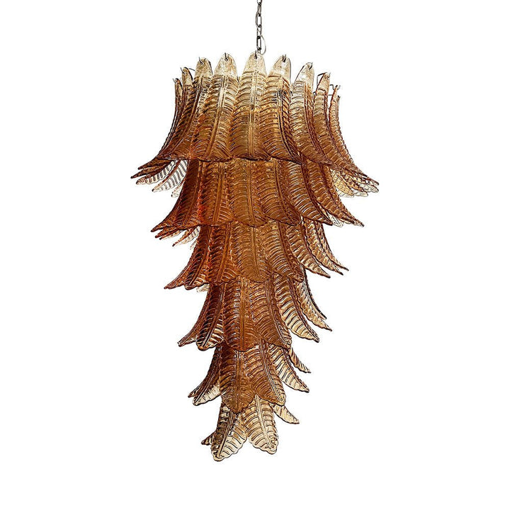 Aurora Lustre Ambre Verre Feuille Superposé Déclaration Artistique - Neutralighting