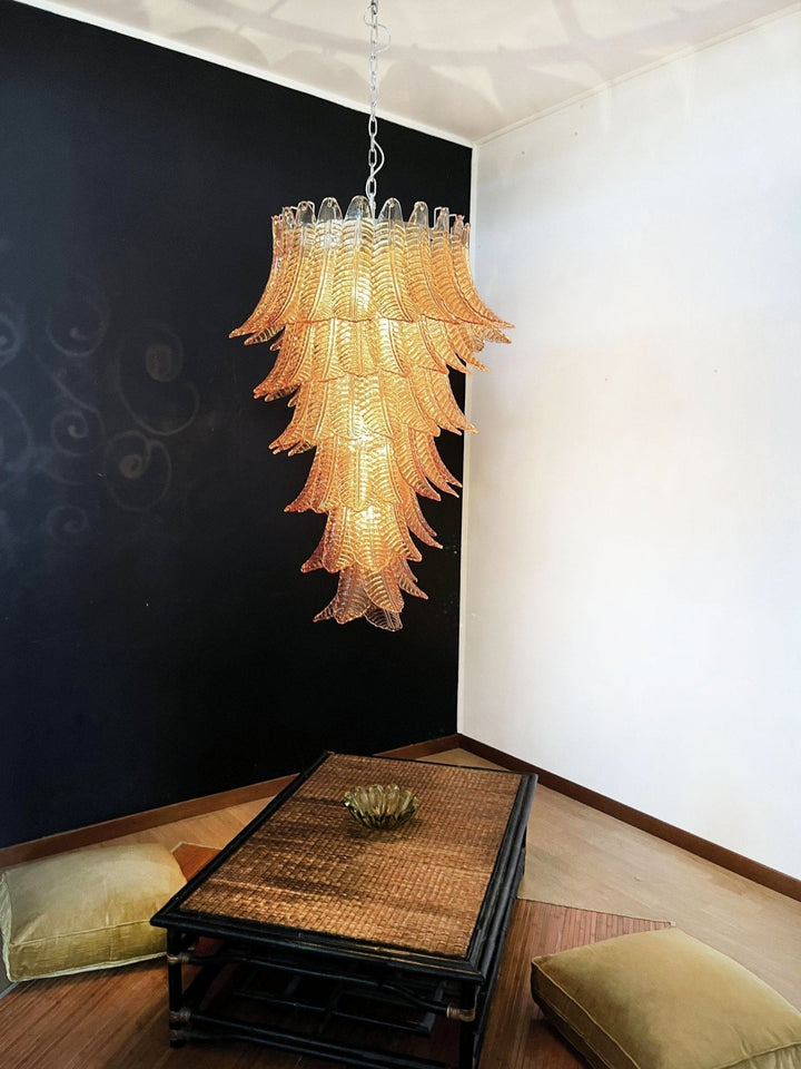 Aurora Lustre Ambre Verre Feuille Superposé Déclaration Artistique - Neutralighting