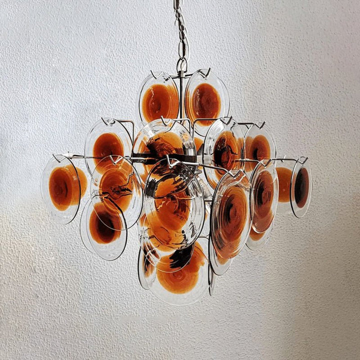 Aurora Chandelier Verre Murano Disque Mi-Siècle - Neutralighting