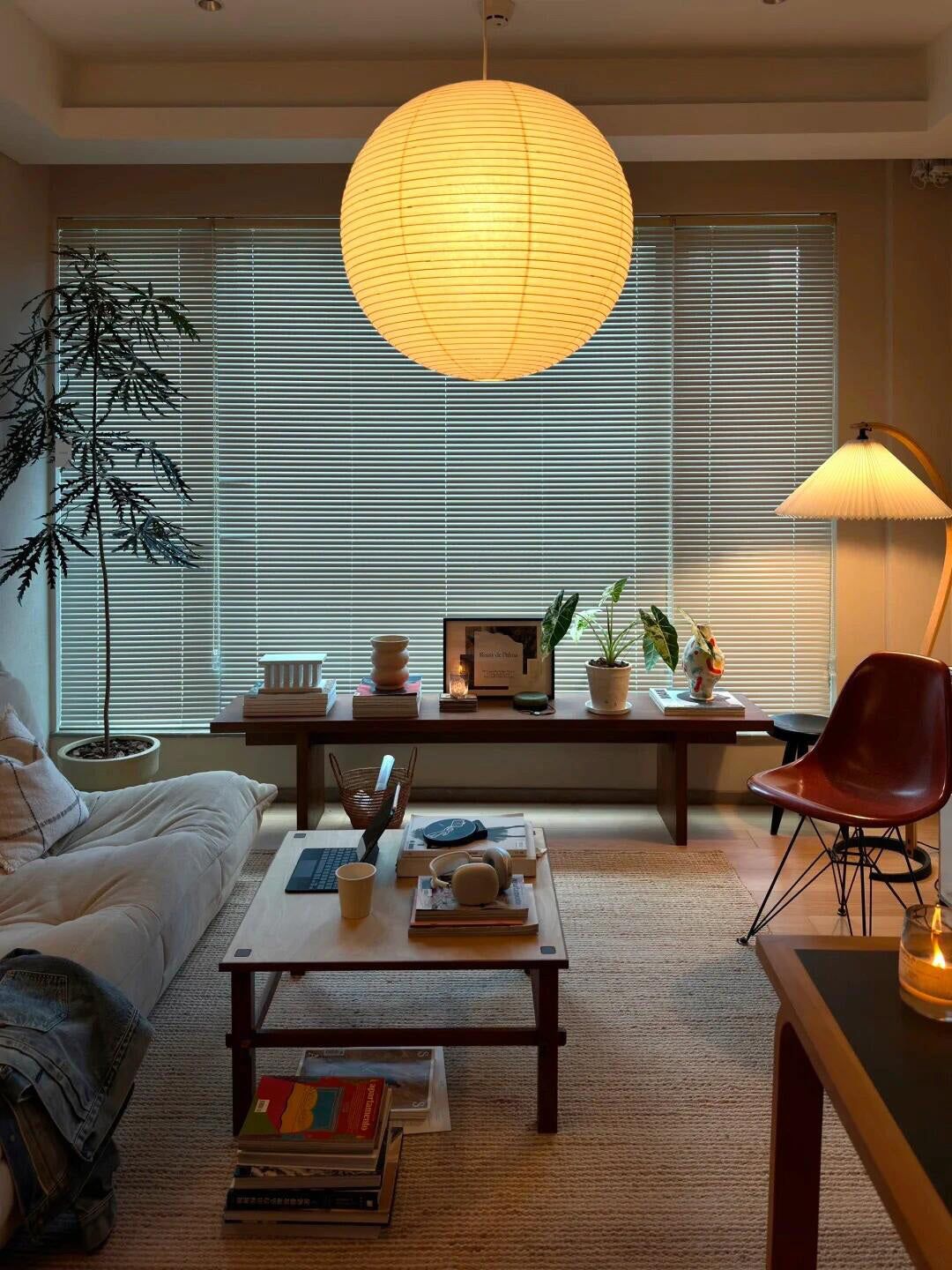 Solara Suspension Bambou Papier Washi Ronde - Neutralighting