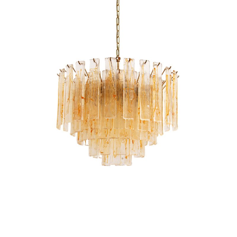 Aurora Lustre Doré Ambre Verre Superposé Géométrique Luxe - Neutralighting