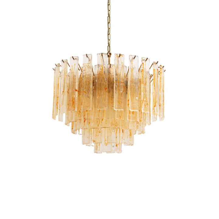 Aurora Lustre Doré Ambre Verre Superposé Géométrique Luxe - Neutralighting