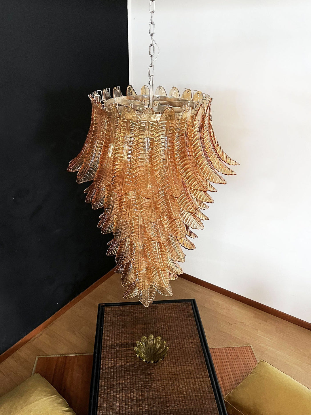 Aurora Lustre Ambre Verre Feuille Superposé Déclaration Artistique - Neutralighting