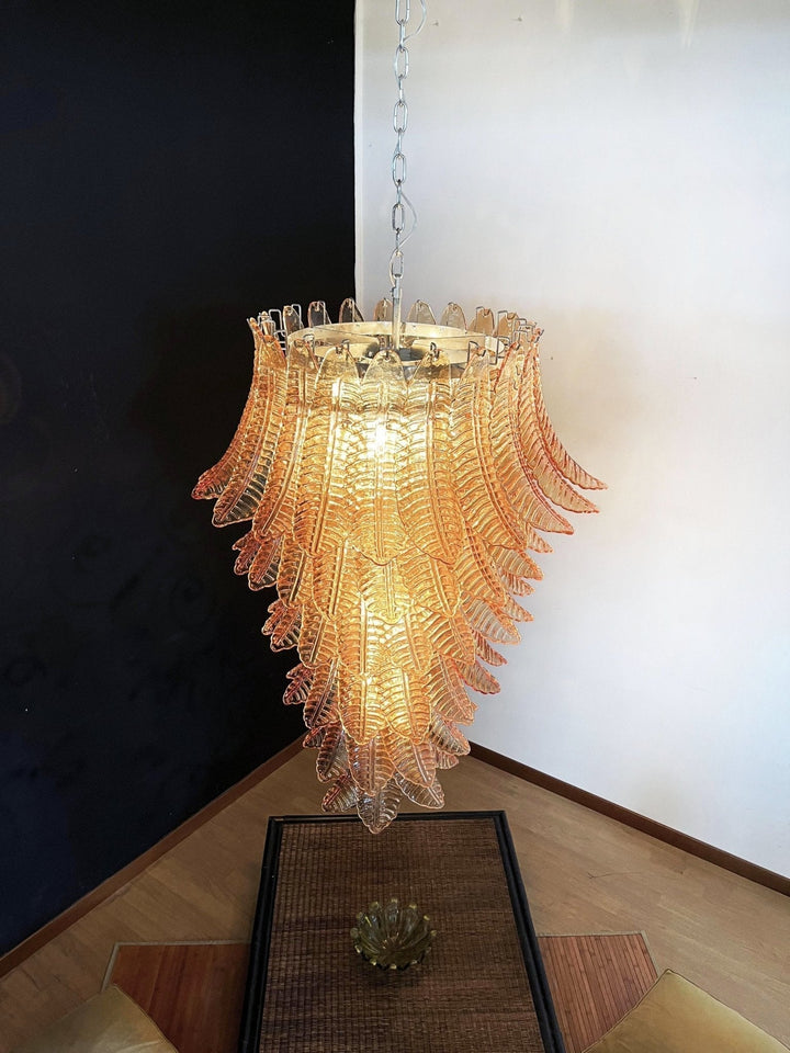 Aurora Lustre Ambre Verre Feuille Superposé Déclaration Artistique - Neutralighting