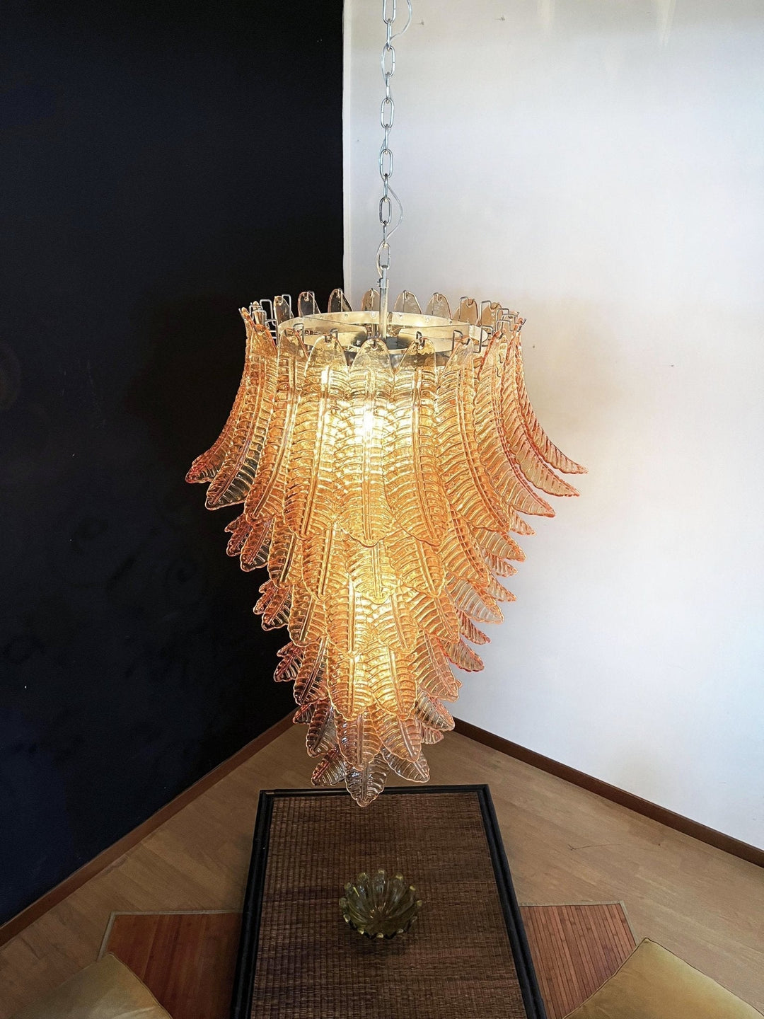 Aurora Lustre Ambre Verre Feuille Superposé Déclaration Artistique - Neutralighting
