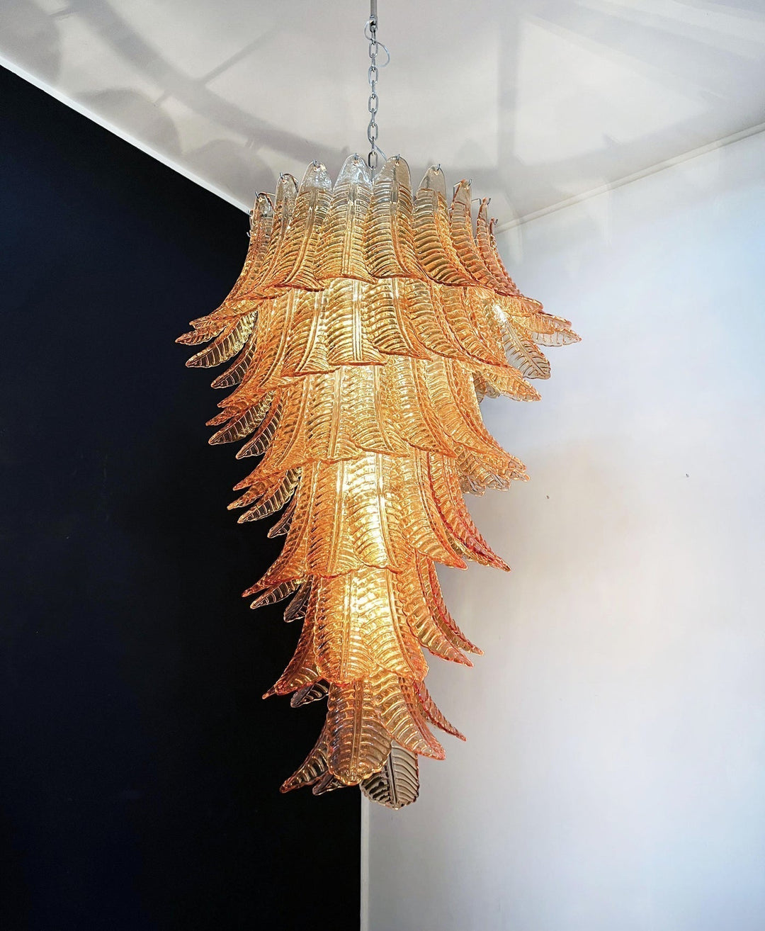Aurora Lustre Ambre Verre Feuille Superposé Déclaration Artistique - Neutralighting