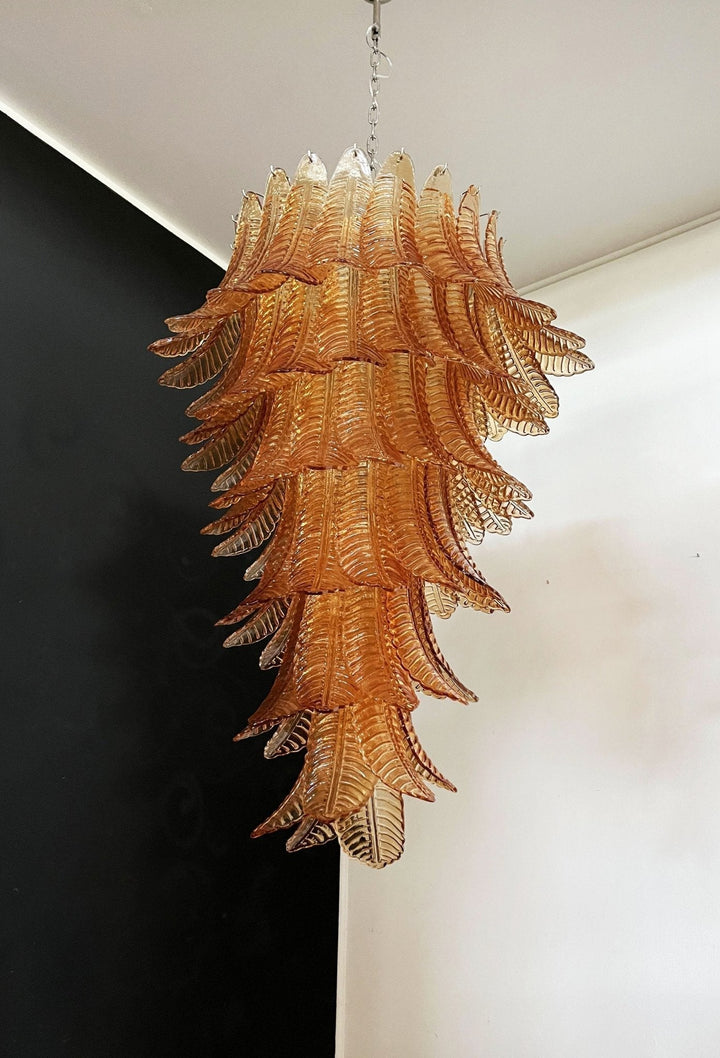 Aurora Lustre Ambre Verre Feuille Superposé Déclaration Artistique - Neutralighting