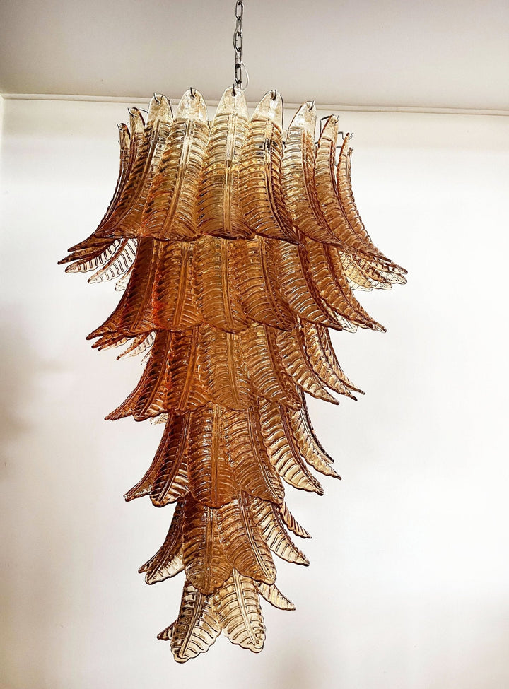 Aurora Lustre Ambre Verre Feuille Superposé Déclaration Artistique - Neutralighting