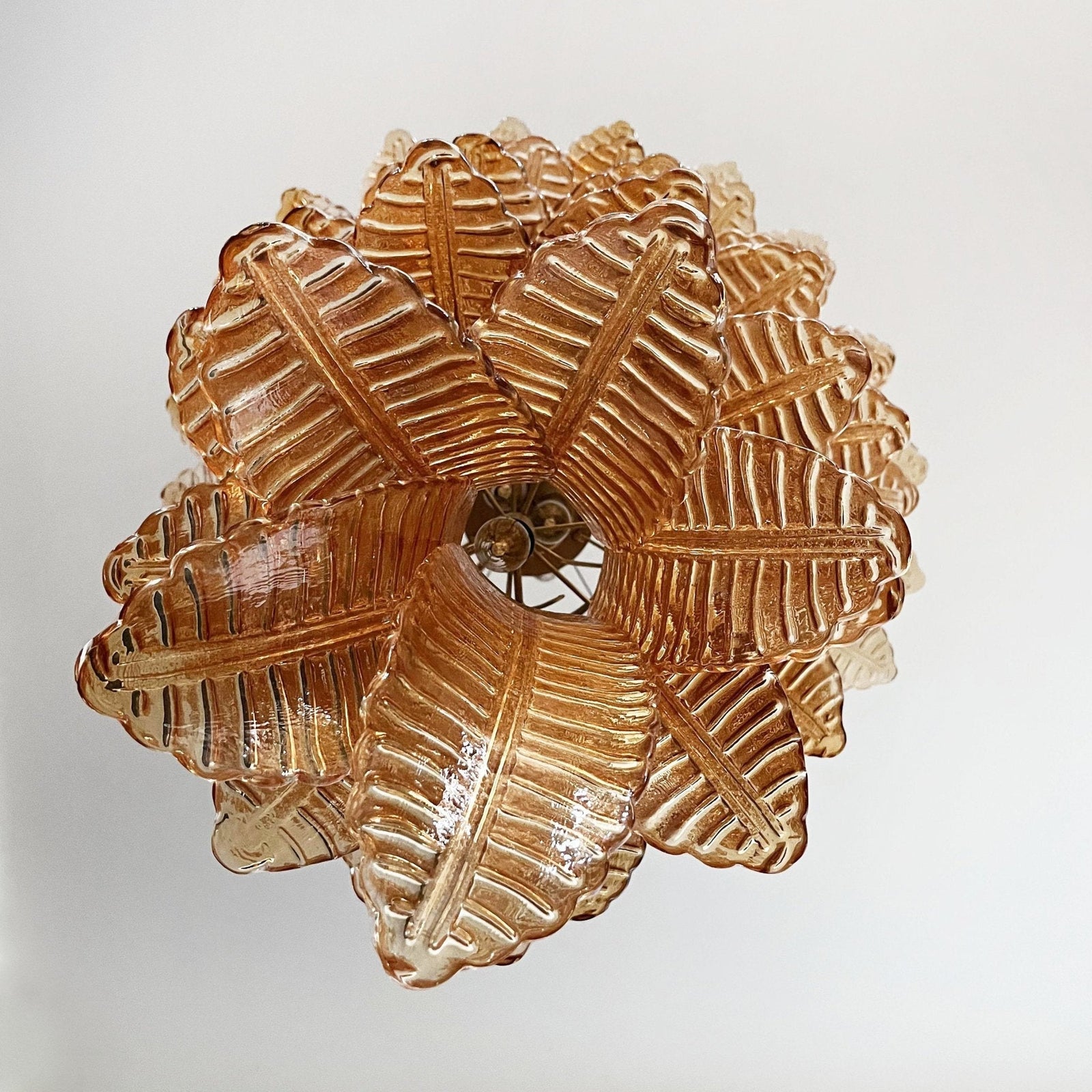Aurora Lustre Ambre Verre Feuille Superposé Déclaration Artistique - Neutralighting