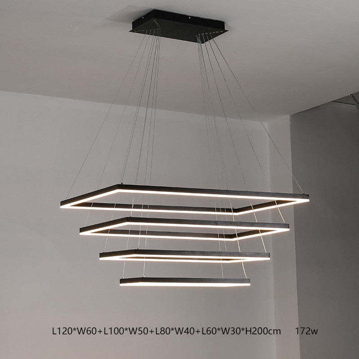 Arisha Suspension Rectangulaire Nordique, Métal/Acrylique, Noir, Chambre à Coucher/Salon - Neutralighting