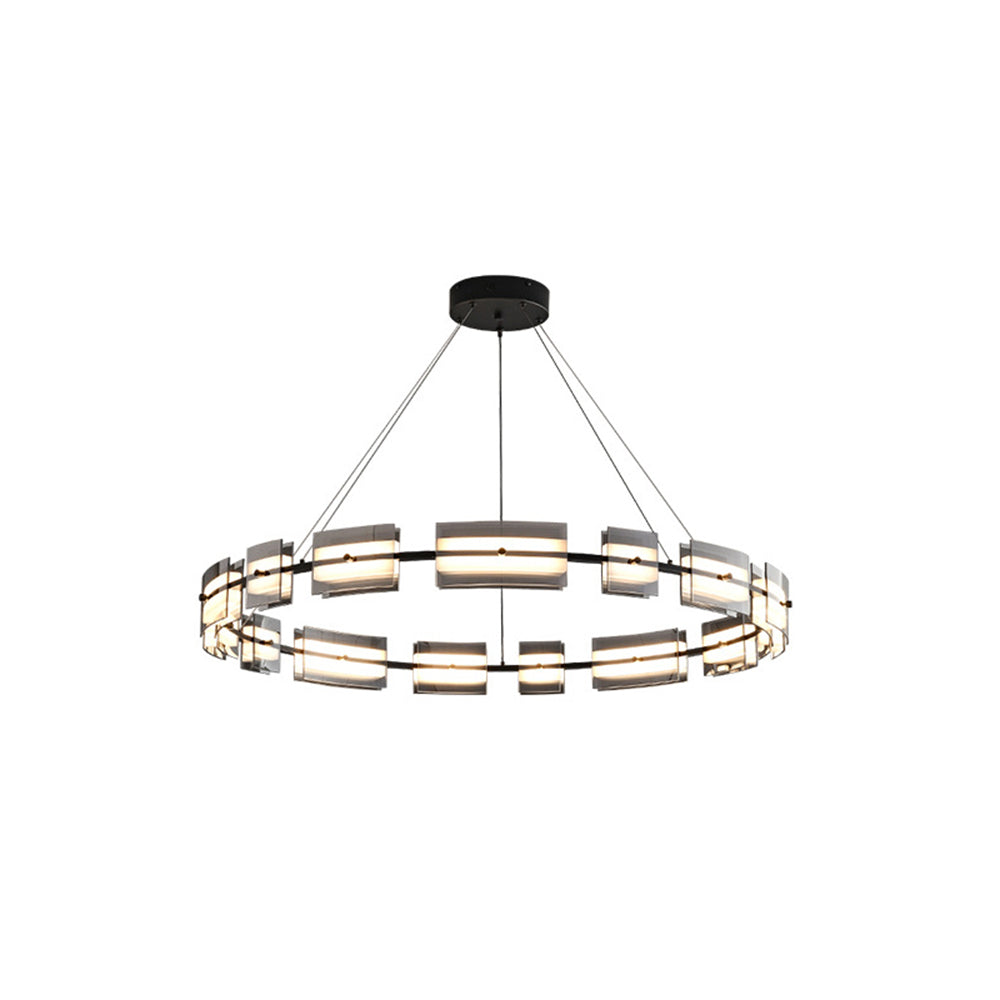 Arisha Suspension Anneau Simple, Cuivre/Verre, Noir/Or, Salon/Chambre - Neutralighting