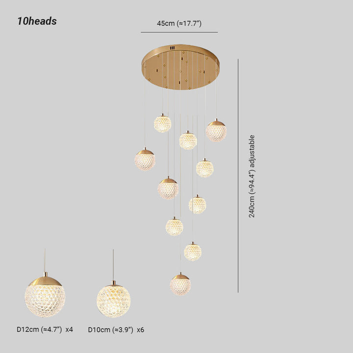 Arisha Luminaires Suspensions Multi/Bulle Moderne Métal/Acrylique Doré Chambre à Coucher - Neutralighting
