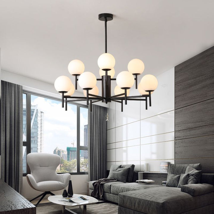 Valentina Bulle Moderne LED Lustre Noir/Doré Métal/Verre Chambre à Coucher - Neutralighting