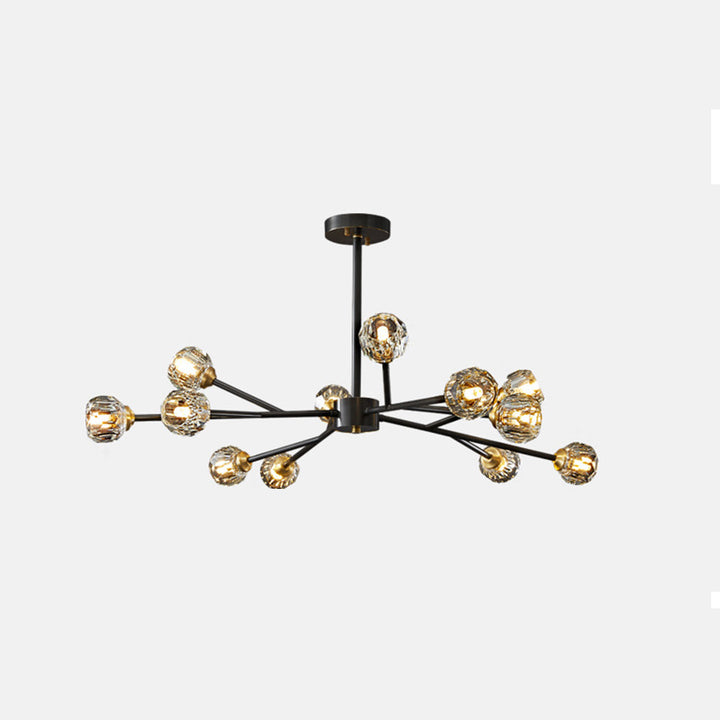 Valentina Luminaires Suspensions Multi Balle Moderne Cuivre/Cristal Noir/Doré Salon/Salle à Manger - Neutralighting