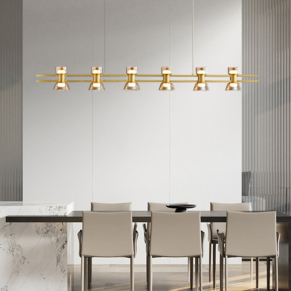 Arisha Suspension Linéaire Simple, Cuivre/Verre, Noir/Or, Salle de Bain/Chambre - Neutralighting
