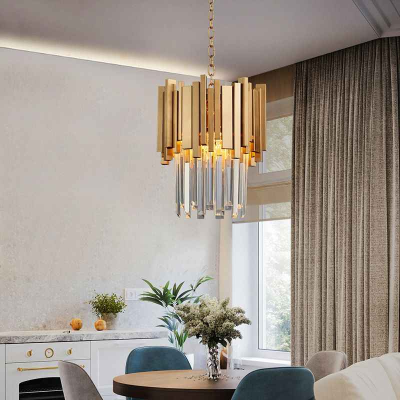 Kristy LED Suspension Or Chromé Métal Cristal Salon Chambre à couche - Neutralighting