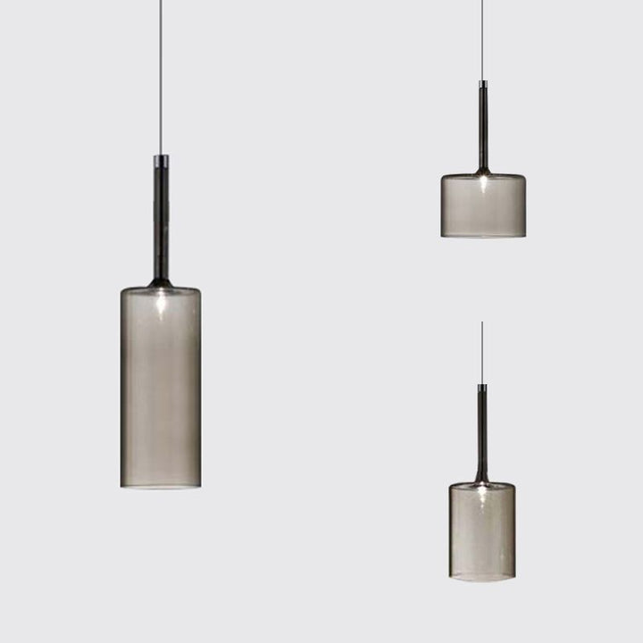 Priya Lustre Suspension Moderne Minimaliste Verre Clair/Gris Bar - Neutralighting