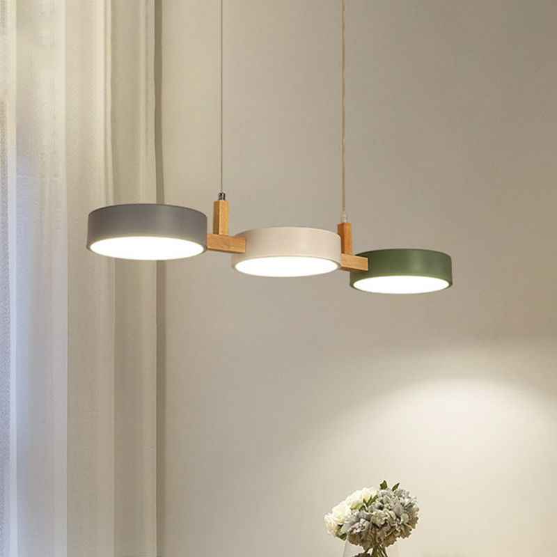 Valentina Suspension Anneau Moderne, Bois/Métal, Blanc/Gris/Vert, Salon - Neutralighting