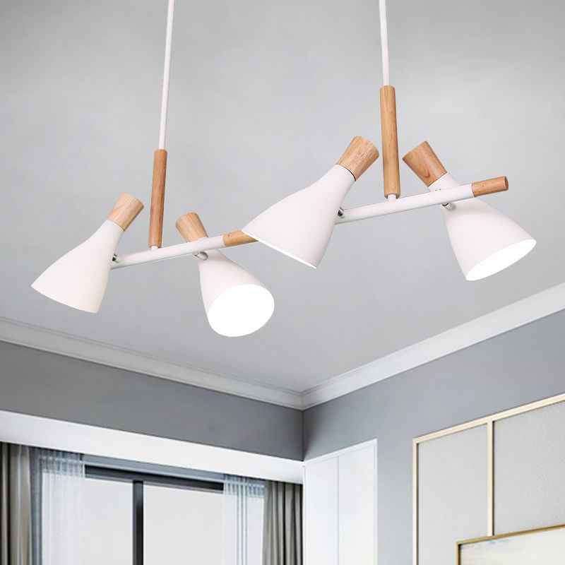 Valentina Luminaires Suspensions 4 Lampes Nordique Bois/Métal Blanc/Vert/Gris Cuisine/Salon - Neutralighting