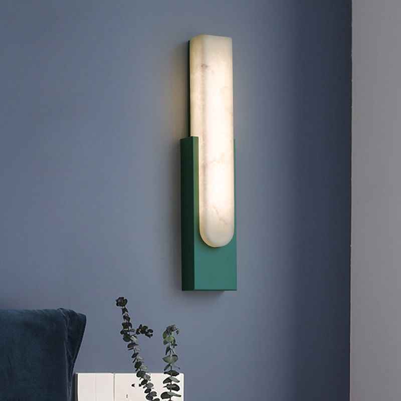 Arisha Applique Murale Rectangulaire Moderne, Métal/Pierre, Noir/Blanc/Vert/Gris, Salon - Neutralighting