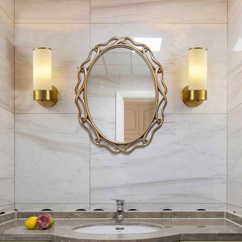 Arisha Applique Miroir Cylindrique Vintage, Métal/Verre, Laiton, Salon - Neutralighting