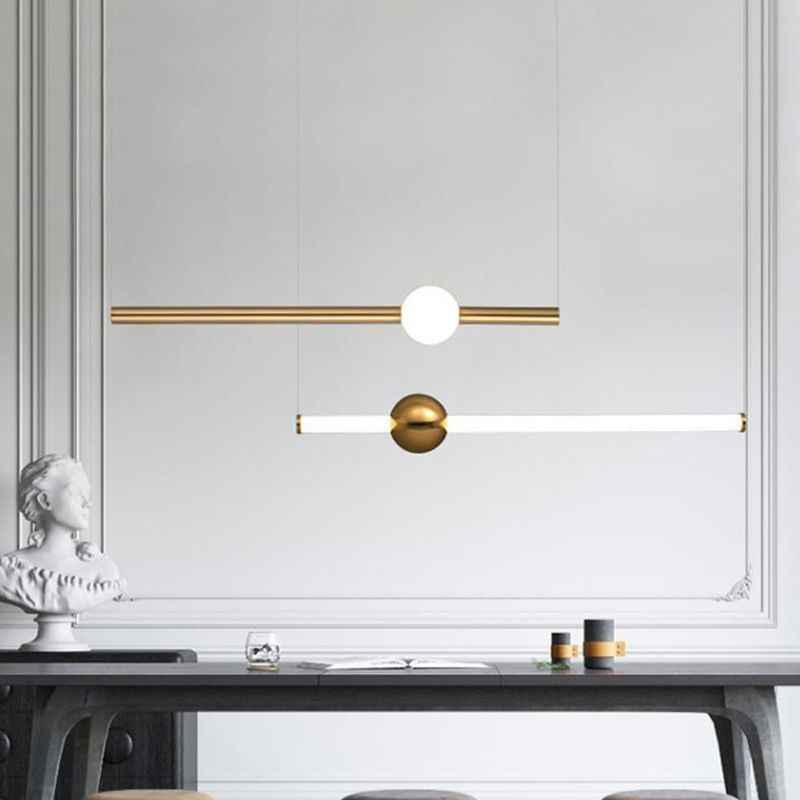 Ray Moderne LED Suspension Or Blanc Métal Verre Salon Salle à manger - Neutralighting