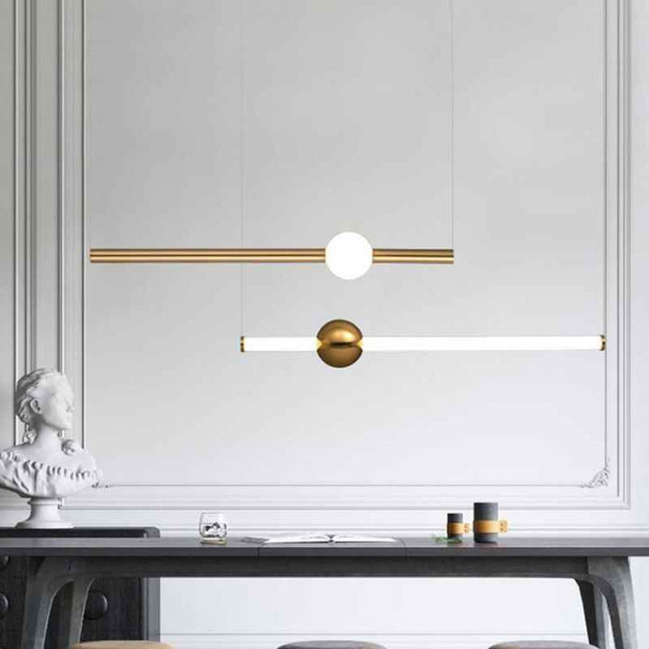 Ray Moderne LED Suspension Or Blanc Métal Verre Salon Salle à manger - Neutralighting