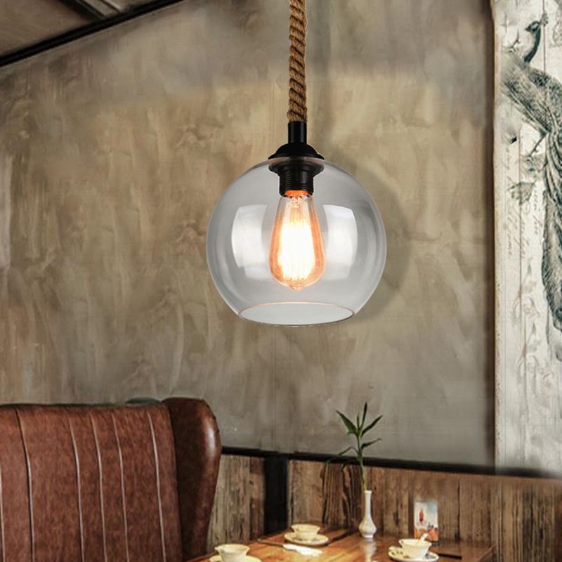 Valentina Vintage LED Suspension Verre Métal Corde de Chanvre Salon - Neutralighting