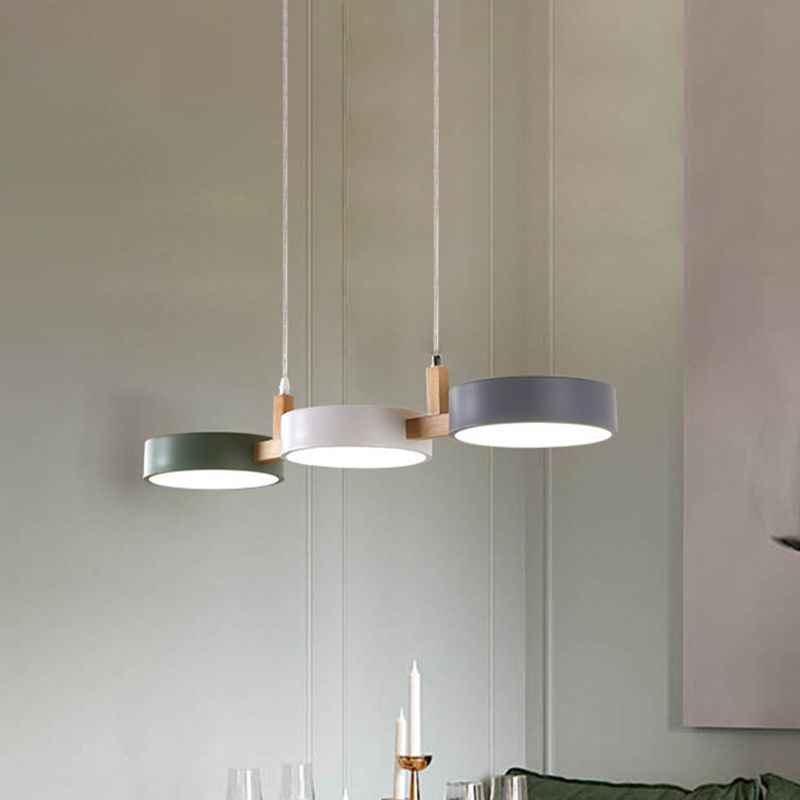 Valentina Suspension Anneau Moderne, Bois/Métal, Blanc/Gris/Vert, Salon - Neutralighting