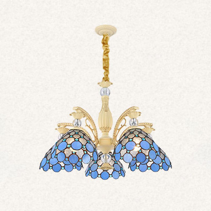 Silva Fleur Vintage LED Suspension Bleu Métal Verre Salon Chambre à Coucher - Neutralighting