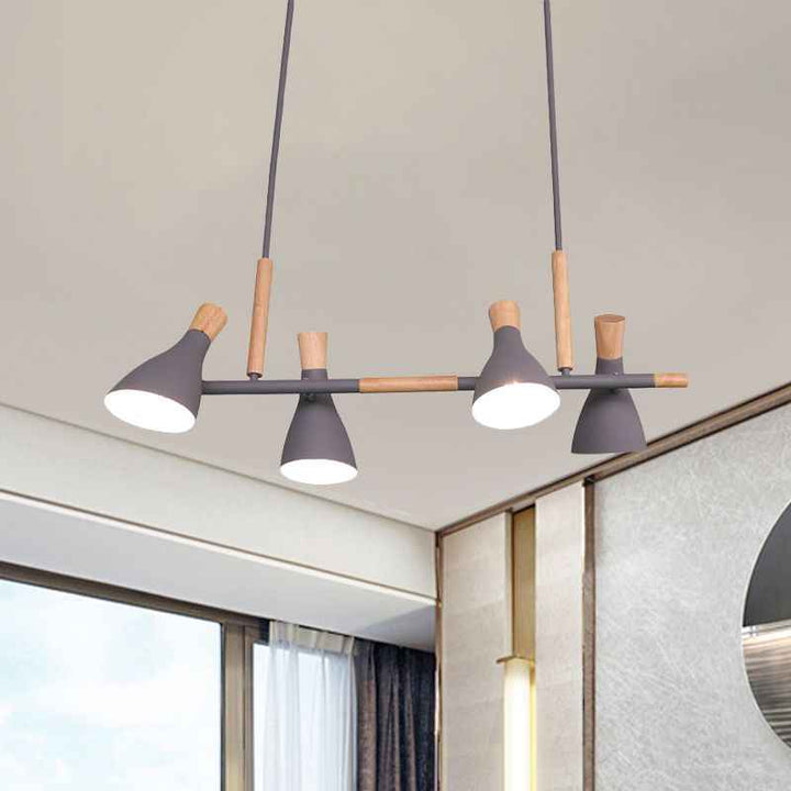 Valentina Luminaires Suspensions 4 Lampes Nordique Bois/Métal Blanc/Vert/Gris Cuisine/Salon - Neutralighting