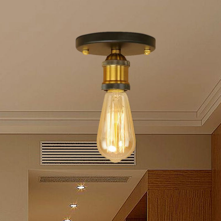 Silva Plafonnier Ampoule Vintage, Métal, Noir/Laiton/Rouille/Chromé, Salon - Neutralighting