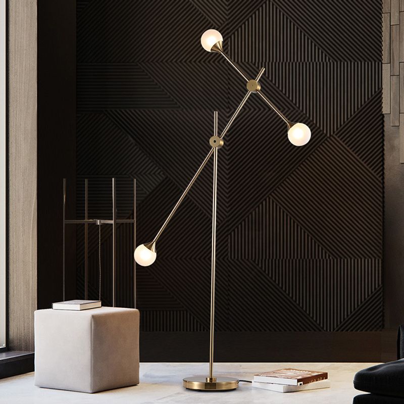 Valentina Lampadaire Orbe Simple, Métal/Verre, Doré, Salon - Neutralighting