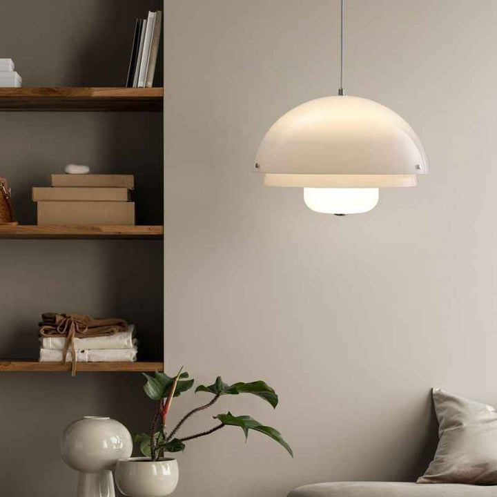Valentina Suspension Dôme Moderne, Métal/Verre, Argent, Salon - Neutralighting