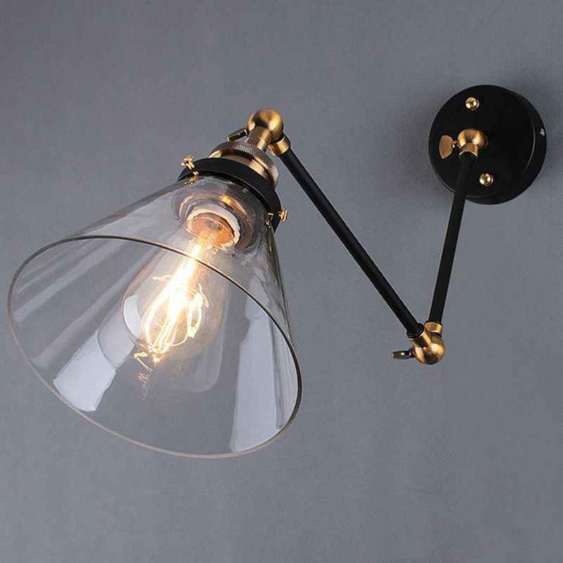 Silva Applique Murale Réglable Rétro, Métal, Noir/Clair - Neutralighting