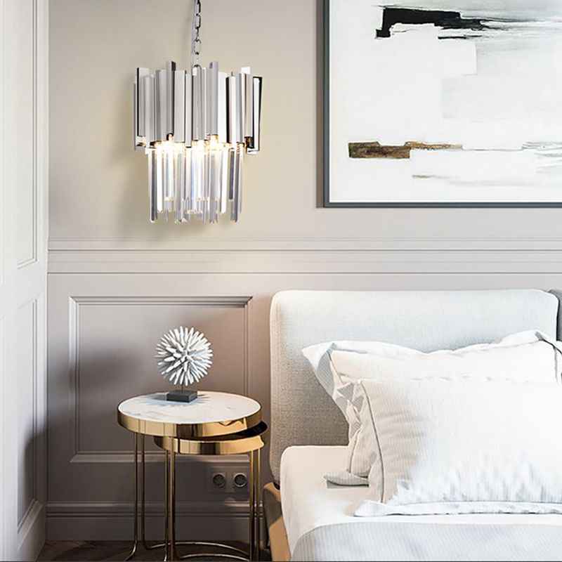 Kristy LED Suspension Or Chromé Métal Cristal Salon Chambre à couche - Neutralighting