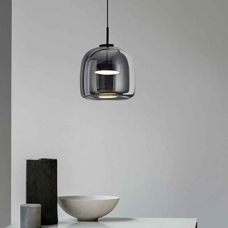 Valentina Suspension Dôme Moderne, Verre, Noir, Salon - Neutralighting
