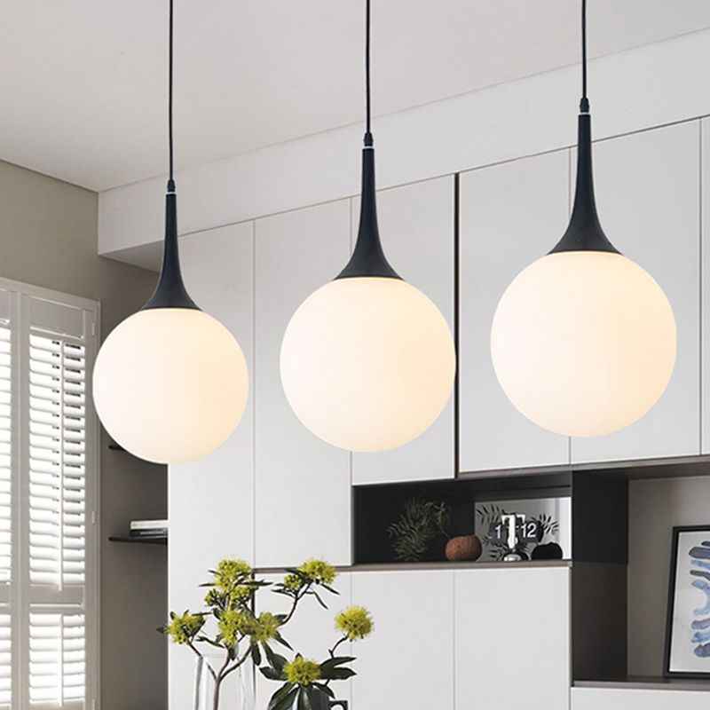 Valentina Simple LED Suspension Blanc/Noir Verre Chambre à coucher Salon - Neutralighting