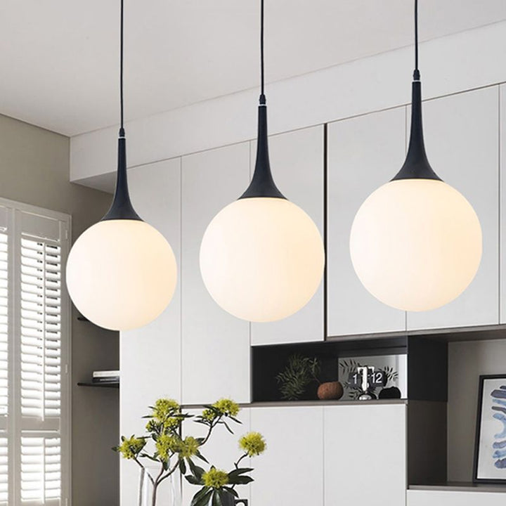 Valentina Simple LED Suspension Blanc/Noir Verre Chambre à coucher Salon - Neutralighting