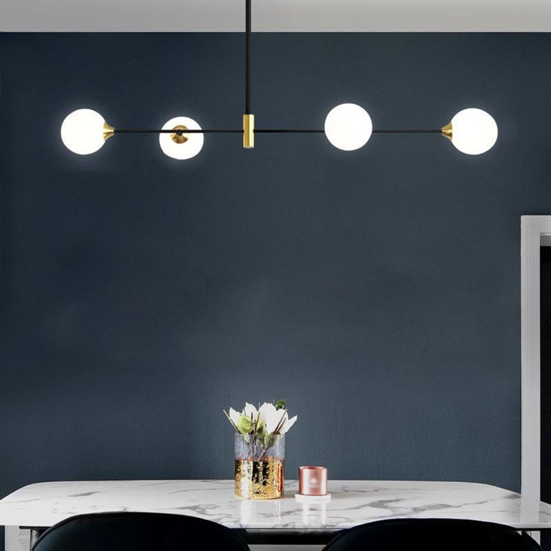 Valentina Suspension Linéaire Minimaliste, Metal/Verre, Blanc, Chambre - Neutralighting