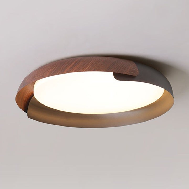 Arisha Plafonnier Anneau Moderne, Métal/Acrylique, Noir/Blanc/Noyer/Jaune/Gris, Salon - Neutralighting