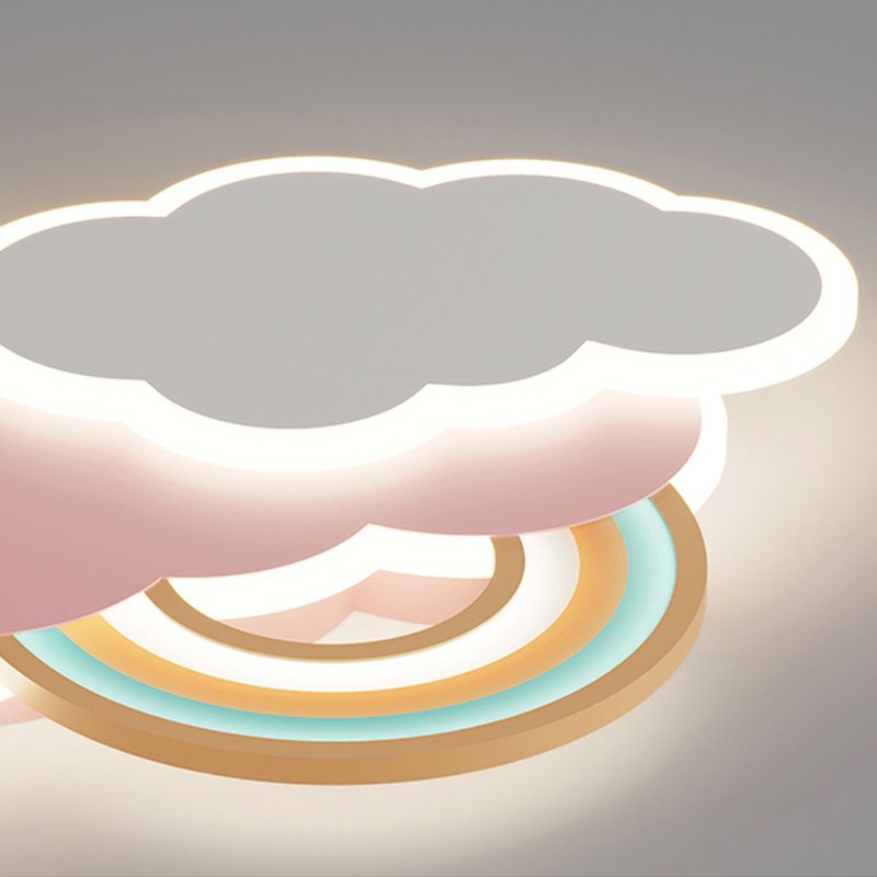 Aria Plafonnier Nuage Moderne, Métal/Acrylique, Blanc/Rose, Salon - Neutralighting