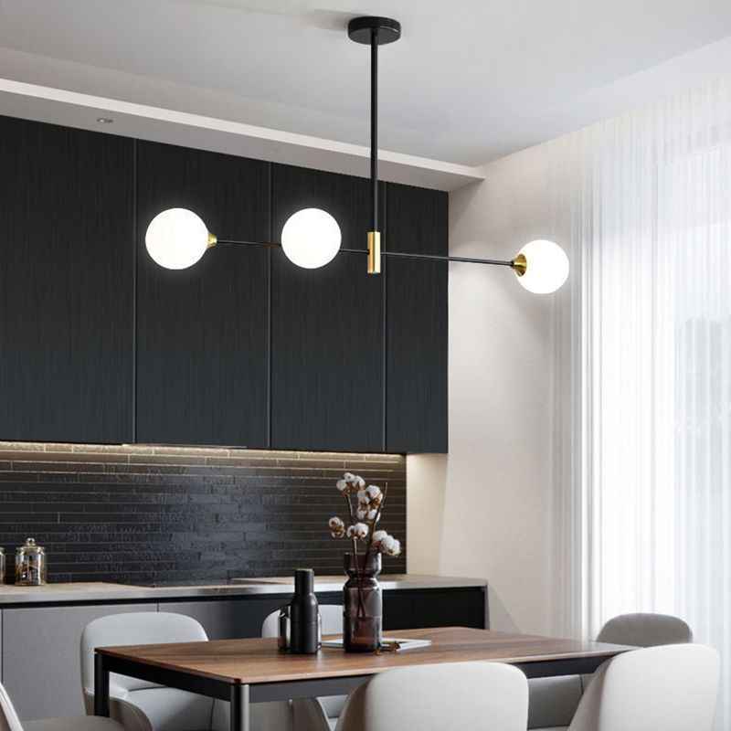 Valentina Suspension Linéaire Minimaliste, Metal/Verre, Blanc, Chambre - Neutralighting