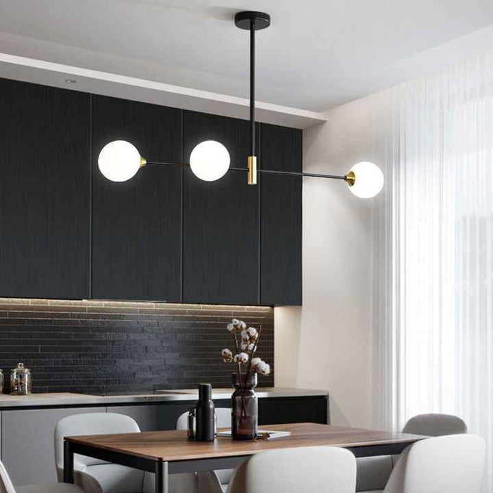 Valentina Suspension Linéaire Minimaliste, Metal/Verre, Blanc, Chambre - Neutralighting