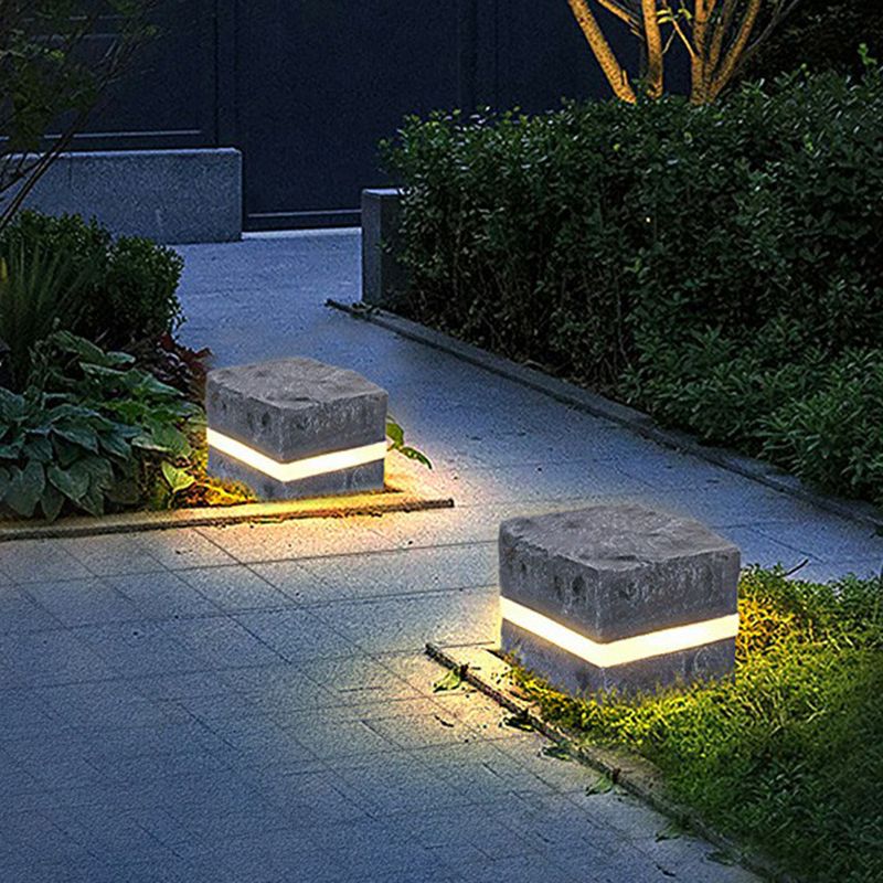 Ray Lampe Extérieure au Sol Pierre Moderne, Métal/Résine, Gris, Jardin - Neutralighting