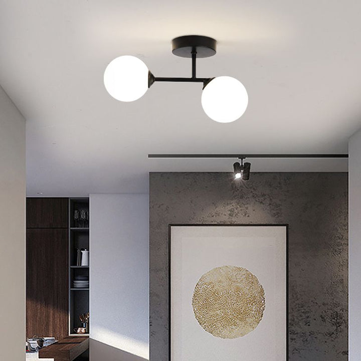 Valentina Plafonnier Rond Moderne, Métal/Verre, Noir/Doré, Salon - Neutralighting