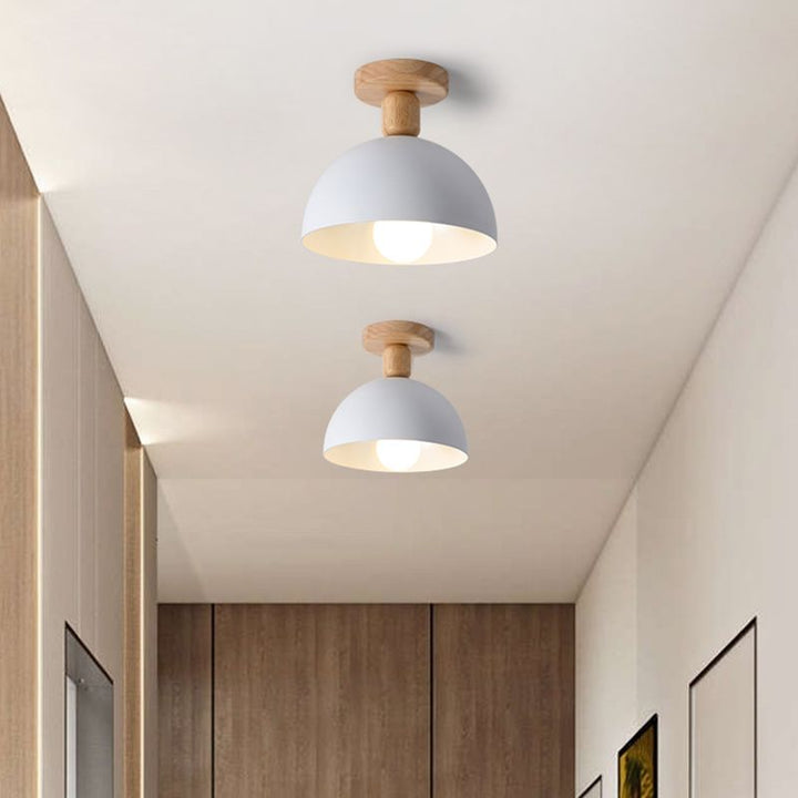 Muto Dôme Moderne LED Plafonnier Blanc/Gris Bois/Métal Salle d&