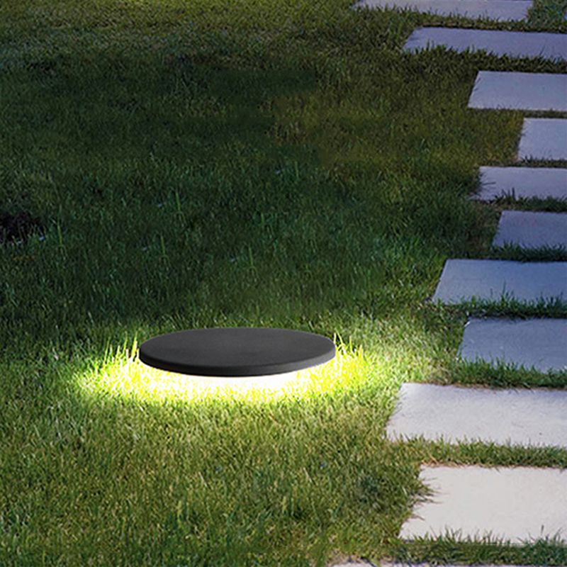 Ray Lampe Extérieure au Sol Rond Simple, Métal, Noir, Cour - Neutralighting